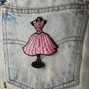 Dress Form Patch Iron On Sew On Applique Pink Black Fashion Sewing